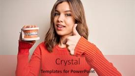  Presentation with prosthesis - Audience pleasing slide deck consisting of young-blonde-girl-holding-orthodontist backdrop and a red colored foreground