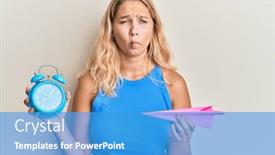  Presentation with paper making - Theme consisting of young-blonde-girl-holding-paper background and a teal colored foreground