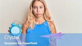  Presentation with sad girl - Presentation enhanced with young-blonde-girl-holding-paper background and a teal colored foreground