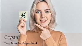  Presentation with paper - Audience pleasing theme consisting of young-blonde-girl-holding-paper backdrop and a coral colored foreground