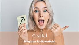  Presentation with zodiac - PPT layouts having young-blonde-girl-holding-paper background and a coral colored foreground