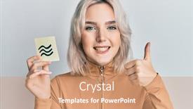  Presentation with aquarius - PPT theme featuring young-blonde-girl-holding-paper background and a coral colored foreground