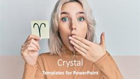  Presentation with zodiac - PPT theme consisting of young-blonde-girl-holding-paper background and a coral colored foreground