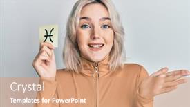  Presentation with zodiac - Slide deck with young-blonde-girl-holding-paper background and a coral colored foreground