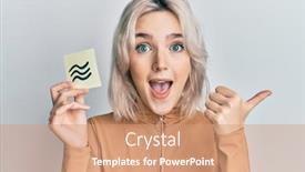  Presentation with aquarius - Presentation theme having young-blonde-girl-holding-paper background and a coral colored foreground