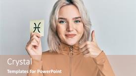  Presentation with zodiac - Theme enhanced with young-blonde-girl-holding-paper background and a coral colored foreground