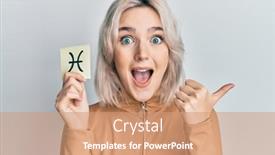  Presentation with zodiac - Cool new presentation design with young-blonde-girl-holding-paper backdrop and a coral colored foreground