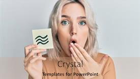  Presentation with aquarius - Cool new slide set with young-blonde-girl-holding-paper backdrop and a coral colored foreground