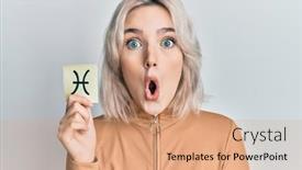  Presentation with zodiac - Amazing presentation design having young-blonde-girl-holding-paper backdrop and a coral colored foreground