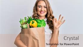  Presentation with paper bag - Cool new presentation with young-blonde-girl-holding-paper backdrop and a coral colored foreground