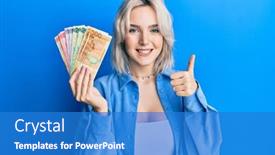  Presentation with philippine - Beautiful PPT theme featuring young-blonde-girl-holding-philippine backdrop and a teal colored foreground