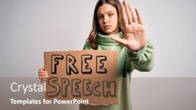  Presentation with free speech - Audience pleasing slide set consisting of young-blonde-girl-holding-protest backdrop and a tawny brown colored foreground