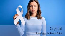  Presentation with lung cancer - Beautiful slides featuring young-blonde-girl-holding-stop backdrop and a light blue colored foreground