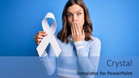  Presentation with lung cancer - Audience pleasing slide deck consisting of young-blonde-girl-holding-stop backdrop and a light blue colored foreground