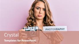  Presentation with sad girl - Slide deck featuring young-blonde-girl-holding-vintage background and a coral colored foreground