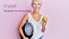  Presentation with green apple - Presentation theme consisting of young-blonde-girl-holding-weight background and a lemonade colored foreground