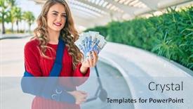  Presentation with compensation - PPT theme enhanced with young-blonde-girl-injuried background and a light blue colored foreground