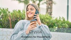  Presentation with group of three young girl - Slide set featuring young-blonde-girl-talking background and a light blue colored foreground