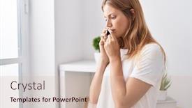  Presentation with group of three young girl - Presentation theme with young-blonde-girl-talking background and a soft green colored foreground