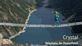  Presentation with refuge - Slide set having young-blonde-girl-traversing background and a ocean colored foreground