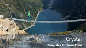  Presentation with refuge - Presentation theme featuring young-blonde-girl-traversing background and a ocean colored foreground