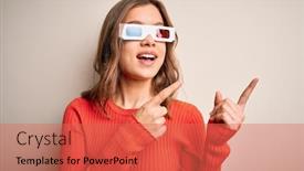  Presentation with cinema - Presentation theme with young-blonde-girl-wearing-3d background and a coral colored foreground