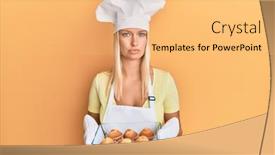  Presentation with muffins - Slide set enhanced with young-blonde-girl-wearing-baker background and a yellow colored foreground