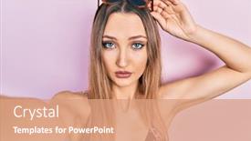  Presentation with simple - Beautiful presentation design featuring young-blonde-girl-wearing-bikini backdrop and a coral colored foreground