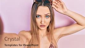  Presentation with negative - Slide set featuring young-blonde-girl-wearing-bikini background and a  colored foreground