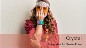  Presentation with bohemian - Beautiful PPT theme featuring young-blonde-girl-wearing-bohemian backdrop and a coral colored foreground