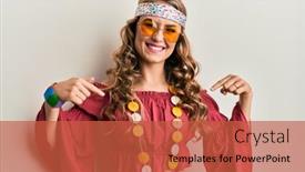  Presentation with bohemian - Colorful slide set enhanced with young-blonde-girl-wearing-bohemian backdrop and a red colored foreground