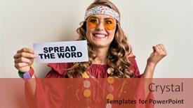  Presentation with bohemian - Cool new PPT theme with young-blonde-girl-wearing-bohemian backdrop and a red colored foreground