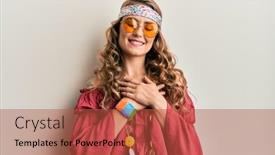  Presentation with bohemian - Slides with young-blonde-girl-wearing-bohemian background and a red colored foreground