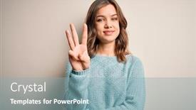  Presentation with winter blue - Amazing slide deck having young-blonde-girl-wearing-casual backdrop and a light blue colored foreground