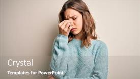  Presentation with winter blue - Presentation theme featuring young-blonde-girl-wearing-casual background and a gray colored foreground