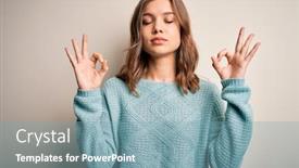  Presentation with winter blue - Theme enhanced with young-blonde-girl-wearing-casual background and a seafoam green colored foreground