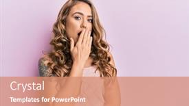  Presentation with sleepiness - PPT theme consisting of young-blonde-girl-wearing-casual background and a coral colored foreground