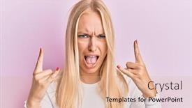  Presentation with rock music - Beautiful presentation theme featuring young-blonde-girl-wearing-casual backdrop and a coral colored foreground