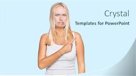  Presentation with forefinger - Colorful slides enhanced with young-blonde-girl-wearing-casual backdrop and a sky blue colored foreground