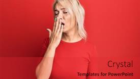  Presentation with sleepiness - Slide set consisting of young-blonde-girl-wearing-casual background and a red colored foreground