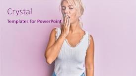  Presentation with sleepiness - Beautiful slide set featuring young-blonde-girl-wearing-casual backdrop and a lemonade colored foreground