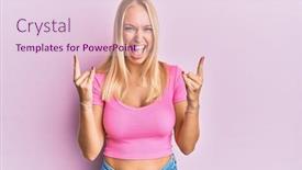  Presentation with rock music - Cool new PPT theme with young-blonde-girl-wearing-casual backdrop and a lemonade colored foreground