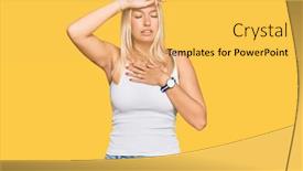  Presentation with flu virus - Slide set having young-blonde-girl-wearing-casual background and a yellow colored foreground