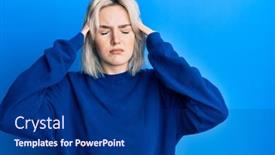  Presentation with migraine - Presentation design enhanced with young-blonde-girl-wearing-casual background and a navy blue colored foreground