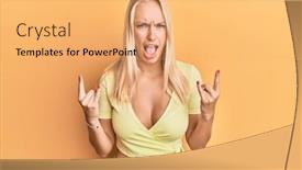  Presentation with rock star - Amazing slide set having young-blonde-girl-wearing-casual backdrop and a yellow colored foreground
