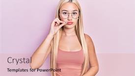  Presentation with lips mouth - Audience pleasing presentation design consisting of young-blonde-girl-wearing-casual backdrop and a coral colored foreground