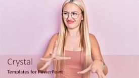  Presentation with clothes - Slide deck featuring young-blonde-girl-wearing-casual background and a coral colored foreground