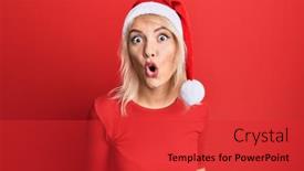  Presentation with girl christmas - PPT layouts having young-blonde-girl-wearing-christmas background and a red colored foreground