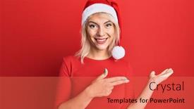  Presentation with girl christmas - Beautiful theme featuring young-blonde-girl-wearing-christmas backdrop and a red colored foreground
