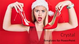  Presentation with girl christmas - PPT theme featuring young-blonde-girl-wearing-christmas background and a red colored foreground